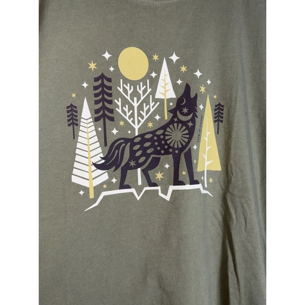 LIfe is Good Crusher Tee Size XL Short Sleeve Crew Neck Wolf/Outdoors Graphic - Picture 2 of 5